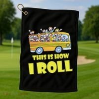 This is How I Roll School Bus Golf Towel thumb 1