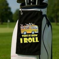 This is How I Roll School Bus Golf Towel thumb 2