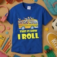 This is How I Roll School Bus Kids T-Shirt thumb 3