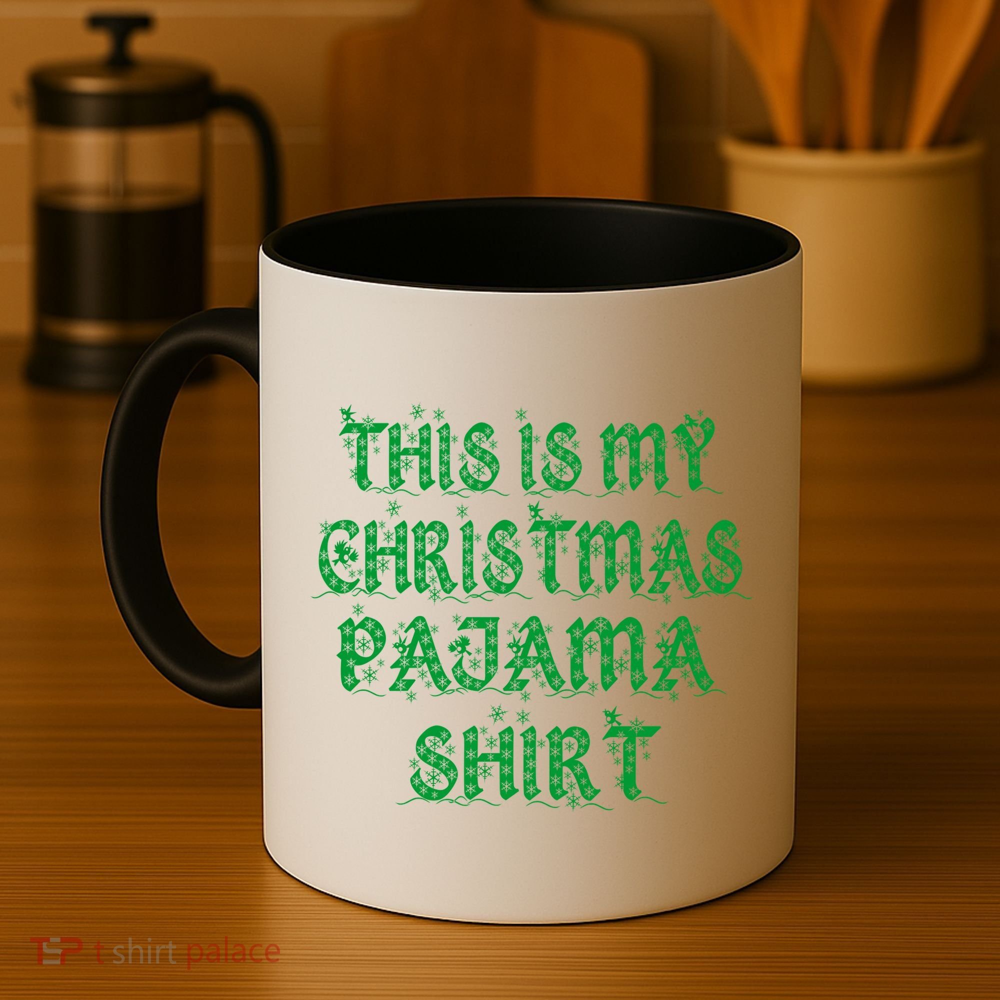 This is my Christmas Pajama Shirt Snow Letters Coffee Mug