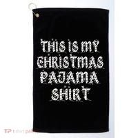 This is my Christmas Pajama Shirt Snow Letters Golf Towel thumb 0