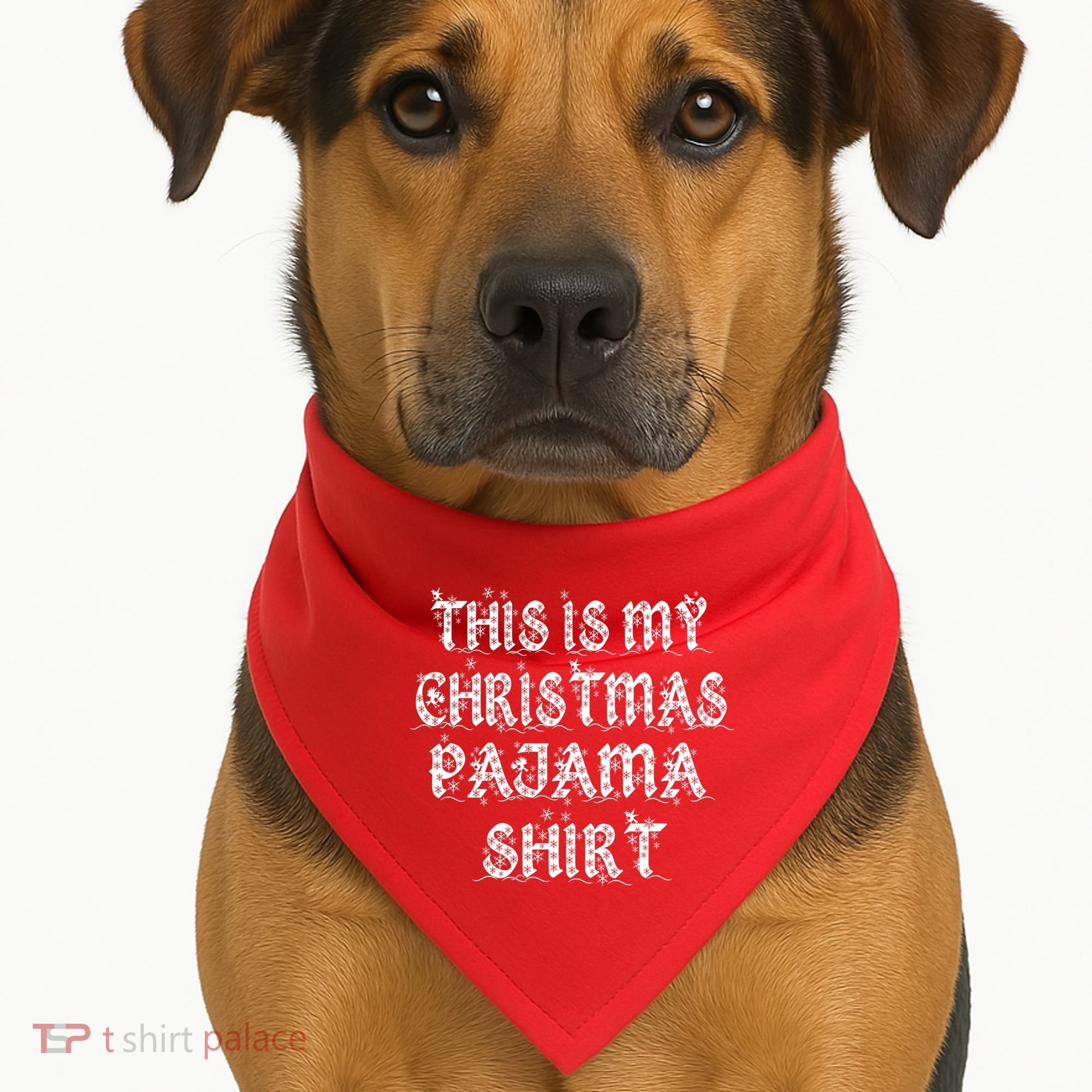 This is my Christmas Pajama Shirt Snow Letters USA-Made Doggie Bandana