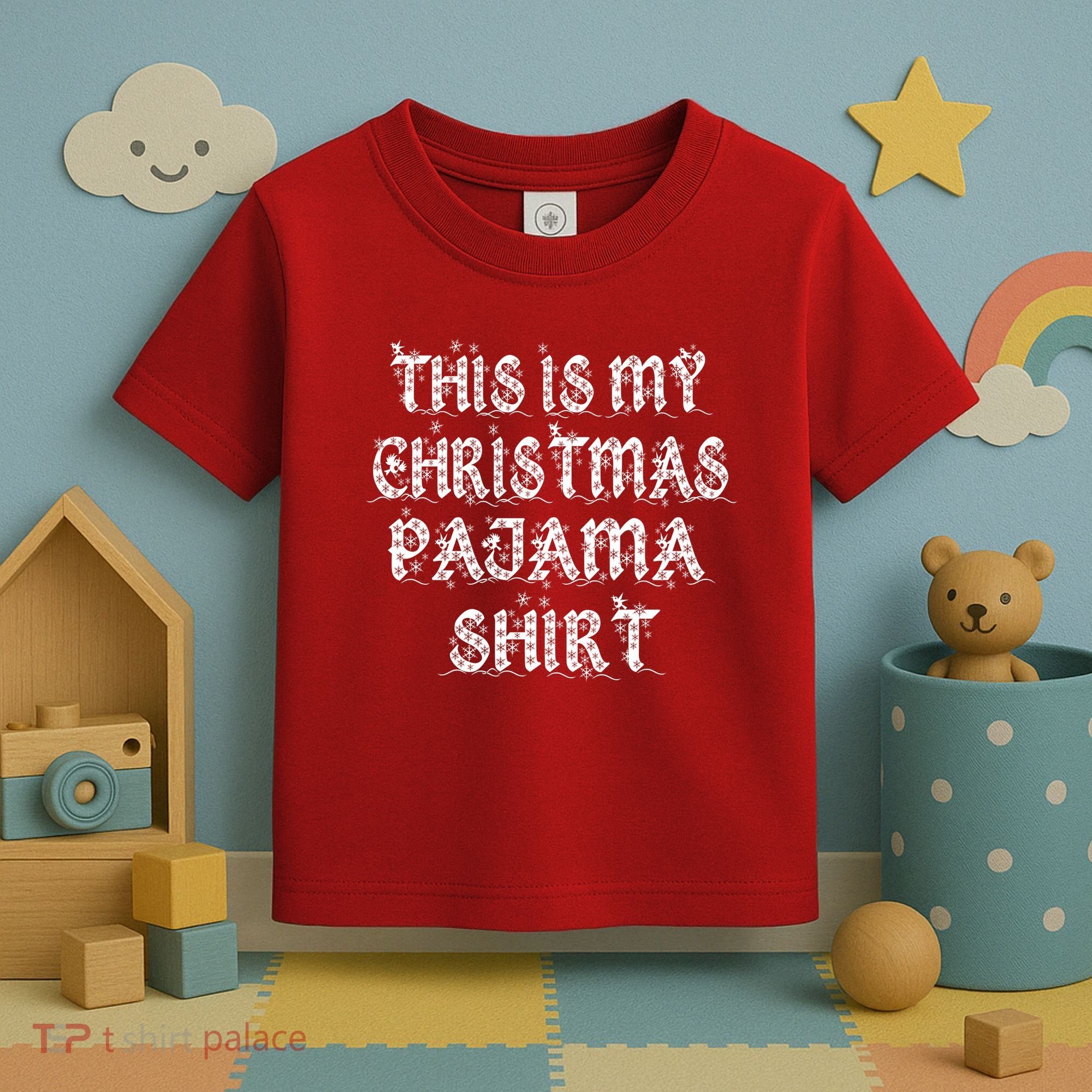 This is my Christmas Pajama Shirt Snow Letters Toddler T-Shirt