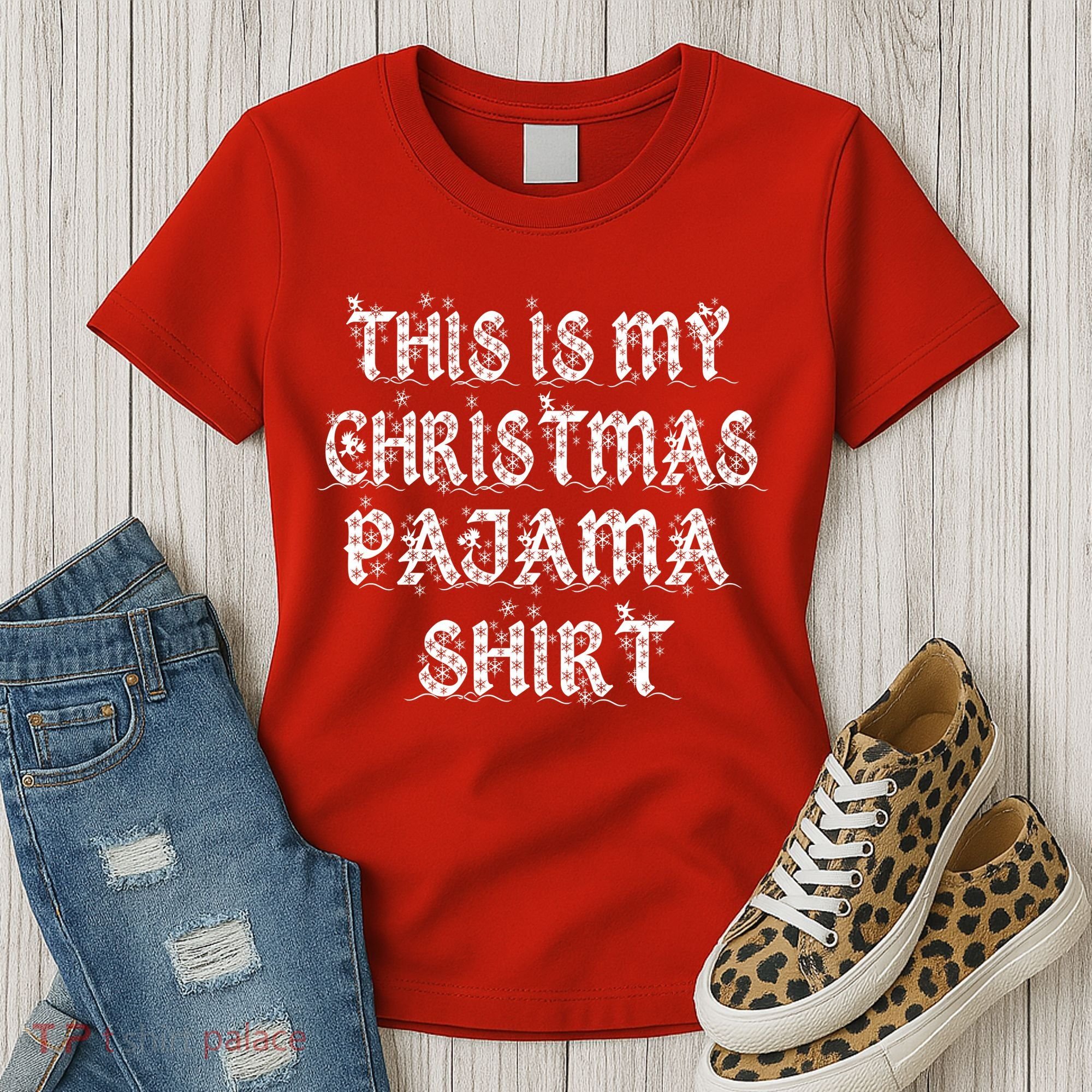 This is my Christmas Pajama Shirt Snow Letters Women's T-Shirt