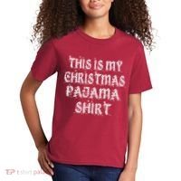 This is my Christmas Pajama Shirt Snow Letters Kids T-Shirt thumb 2