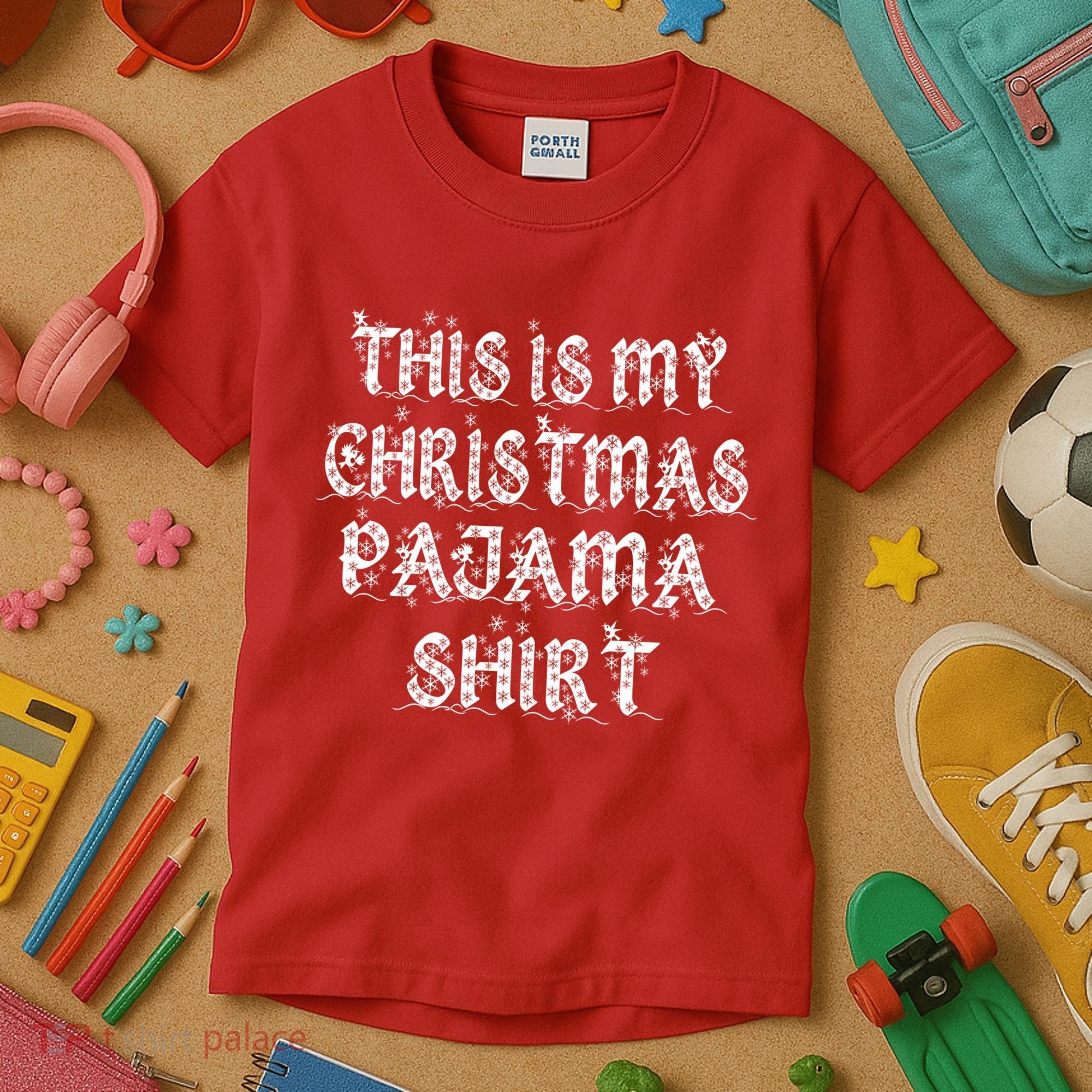 This is my Christmas Pajama Shirt Snow Letters Kids T-Shirt