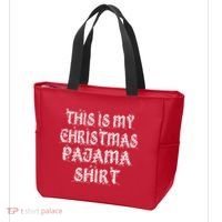 This is my Christmas Pajama Shirt Snow Letters Tote Bag thumb 3