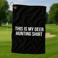This Is My Deer Hunting Shirt Funny Golf Towel thumb 1