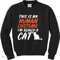 This Is My Human Cat Costume Kids Sweatshirt thumb 0