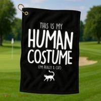 This Is My Human Costume I'm Really a Cat Golf Towel thumb 1