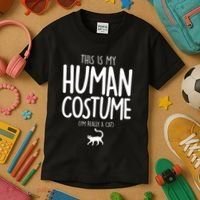 This Is My Human Costume I'm Really a Cat Kids T-Shirt thumb 3
