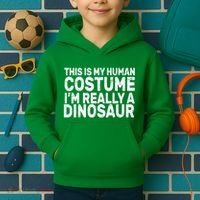 This Is My Human Costume I'm Really a Dinosaur Kids Hoodie thumb 2
