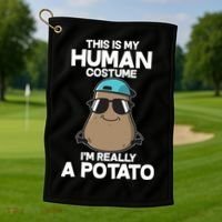 This Is My Human Costume I'm Really A Potato Golf Towel thumb 1