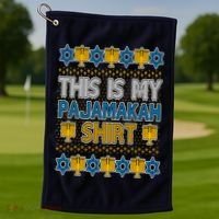 This Is My Pajamakah Shirt Ugly Hanukkah Sweater Golf Towel thumb 1