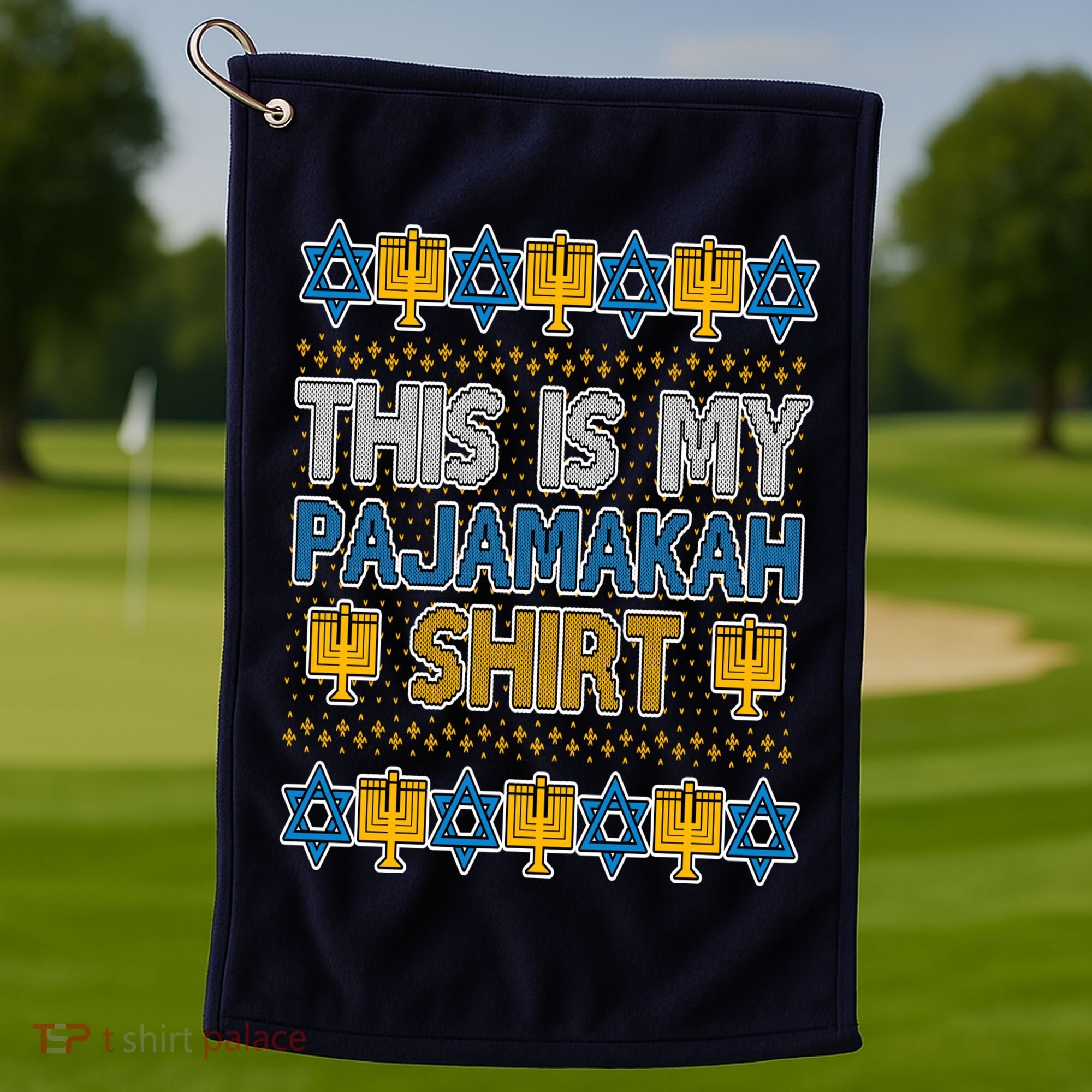 This Is My Pajamakah Shirt Ugly Hanukkah Sweater Golf Towel