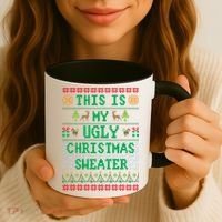 This Is My Ugly Christmas Sweater Party Funny Coffee Mug thumb 3