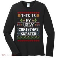 This Is My Ugly Christmas Sweater Party Funny Women's Long Sleeve Shirt thumb 0