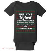 This Is The Ugliest Christmas Sweater Trump Baby Bodysuit thumb 0
