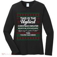 This Is The Ugliest Christmas Sweater Trump Women's Long Sleeve Shirt thumb 0