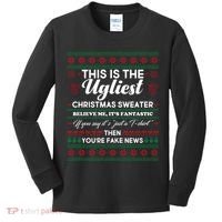 This Is The Ugliest Christmas Sweater Trump Kids Long Sleeve Shirt thumb 0