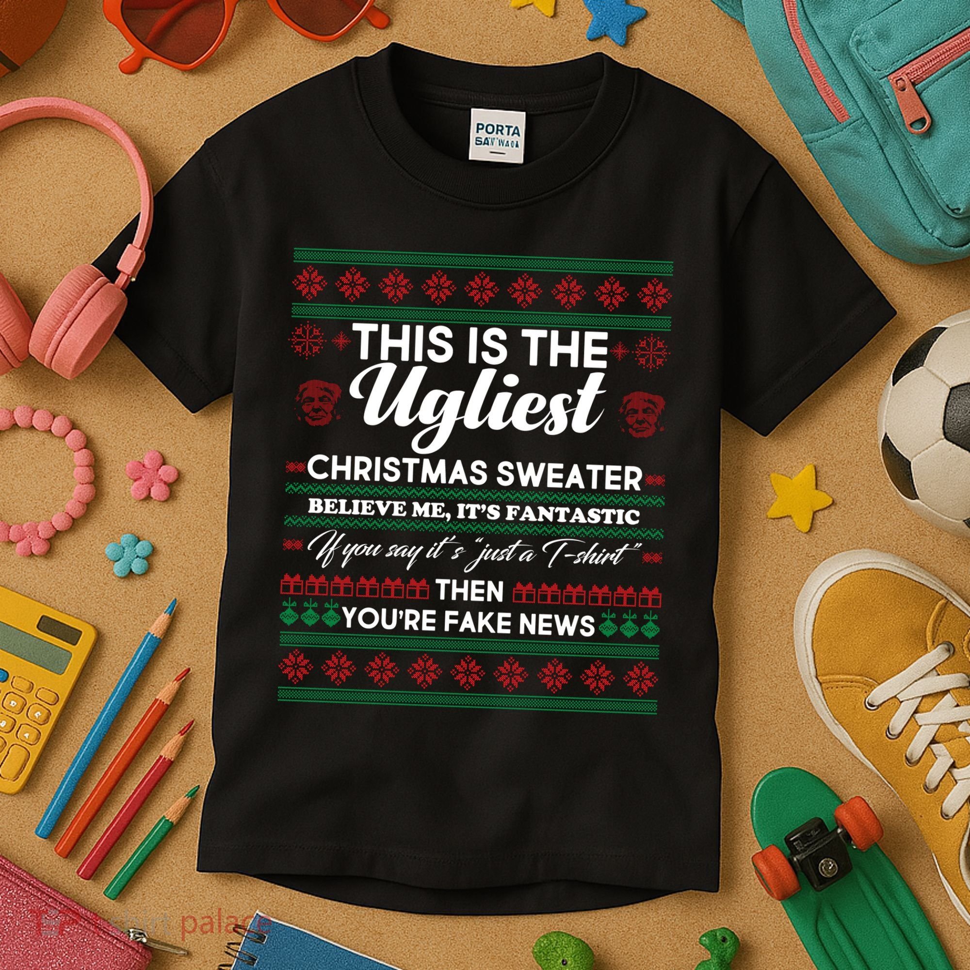 This Is The Ugliest Christmas Sweater Trump Kids T-Shirt