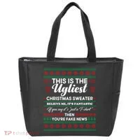 This Is The Ugliest Christmas Sweater Trump Tote Bag thumb 0