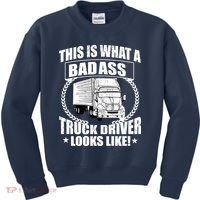 This Is What A Badass Truck Driver Looks Kids Sweatshirt thumb 0