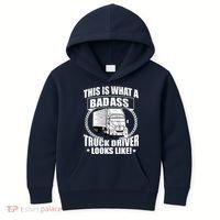 This Is What A Badass Truck Driver Looks Kids Hoodie thumb 0