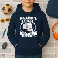 This Is What A Badass Truck Driver Looks Kids Hoodie thumb 2
