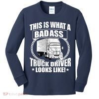 This Is What A Badass Truck Driver Looks Kids Long Sleeve Shirt thumb 0