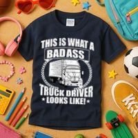This Is What A Badass Truck Driver Looks Kids T-Shirt thumb 3