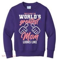 This Is What The World's Greatest Mom Looks Like Kids Sweatshirt thumb 0