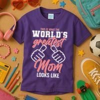 This Is What The World's Greatest Mom Looks Like Kids T-Shirt thumb 3