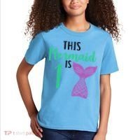 This Mermaid Is 1 Years Old Birthday Kids T-Shirt thumb 2