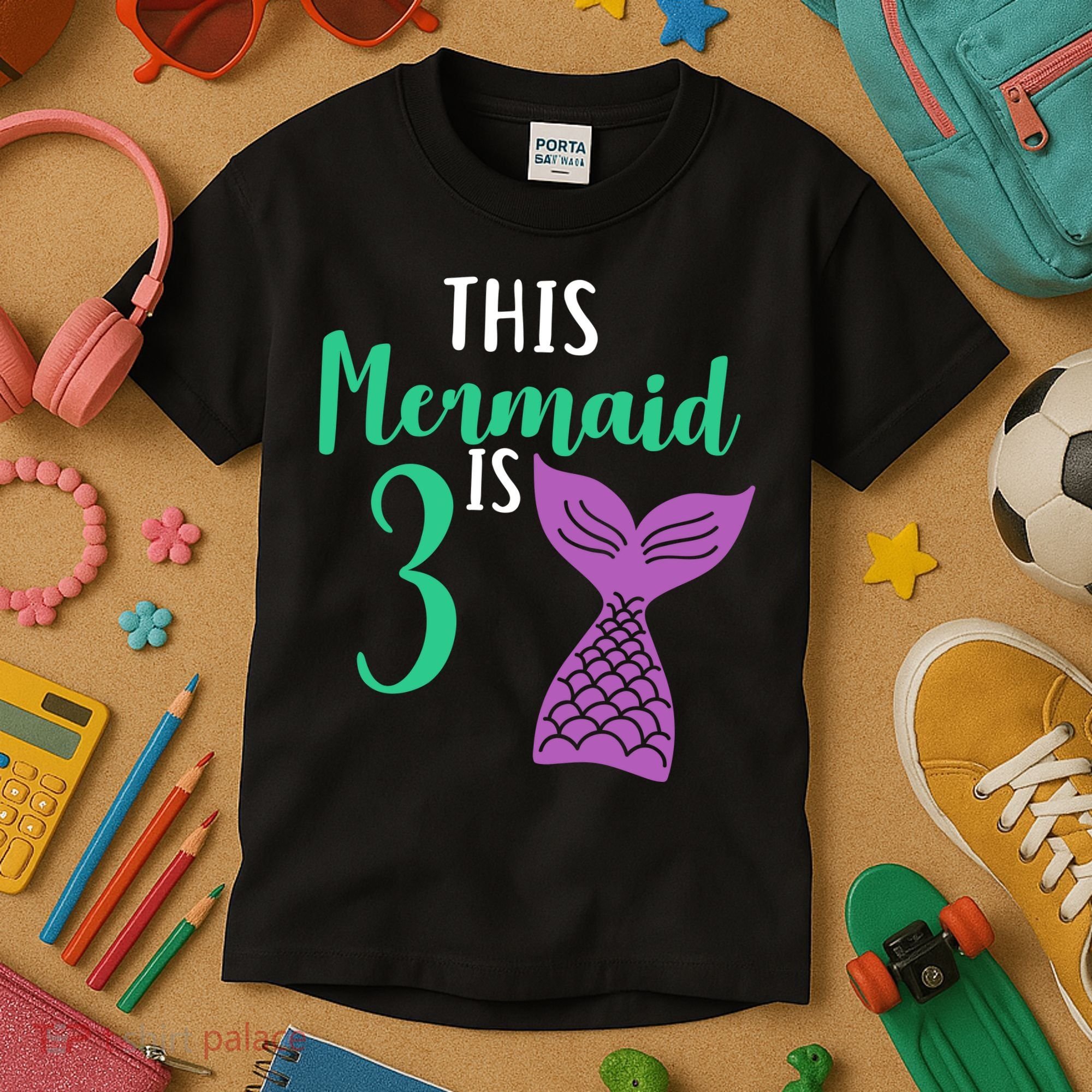This Mermaid Is 3 Years Old Birthday Kids T-Shirt
