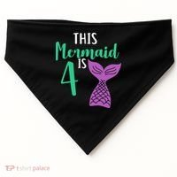 This Mermaid Is 4 Years Old Birthday USA-Made Doggie Bandana thumb 0