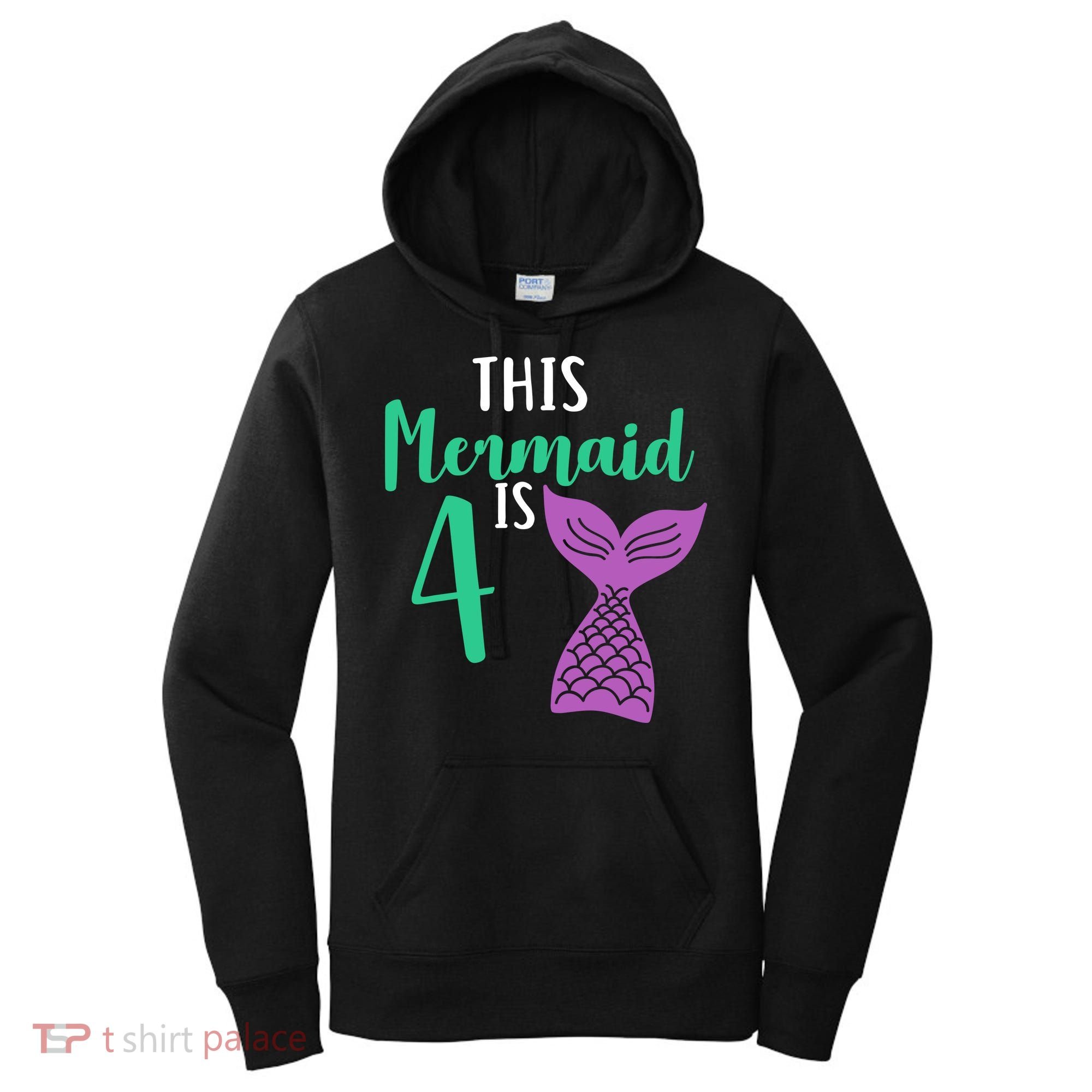 This Mermaid Is 4 Years Old Birthday Women's Hoodie