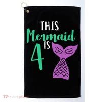 This Mermaid Is 4 Years Old Birthday Golf Towel thumb 0