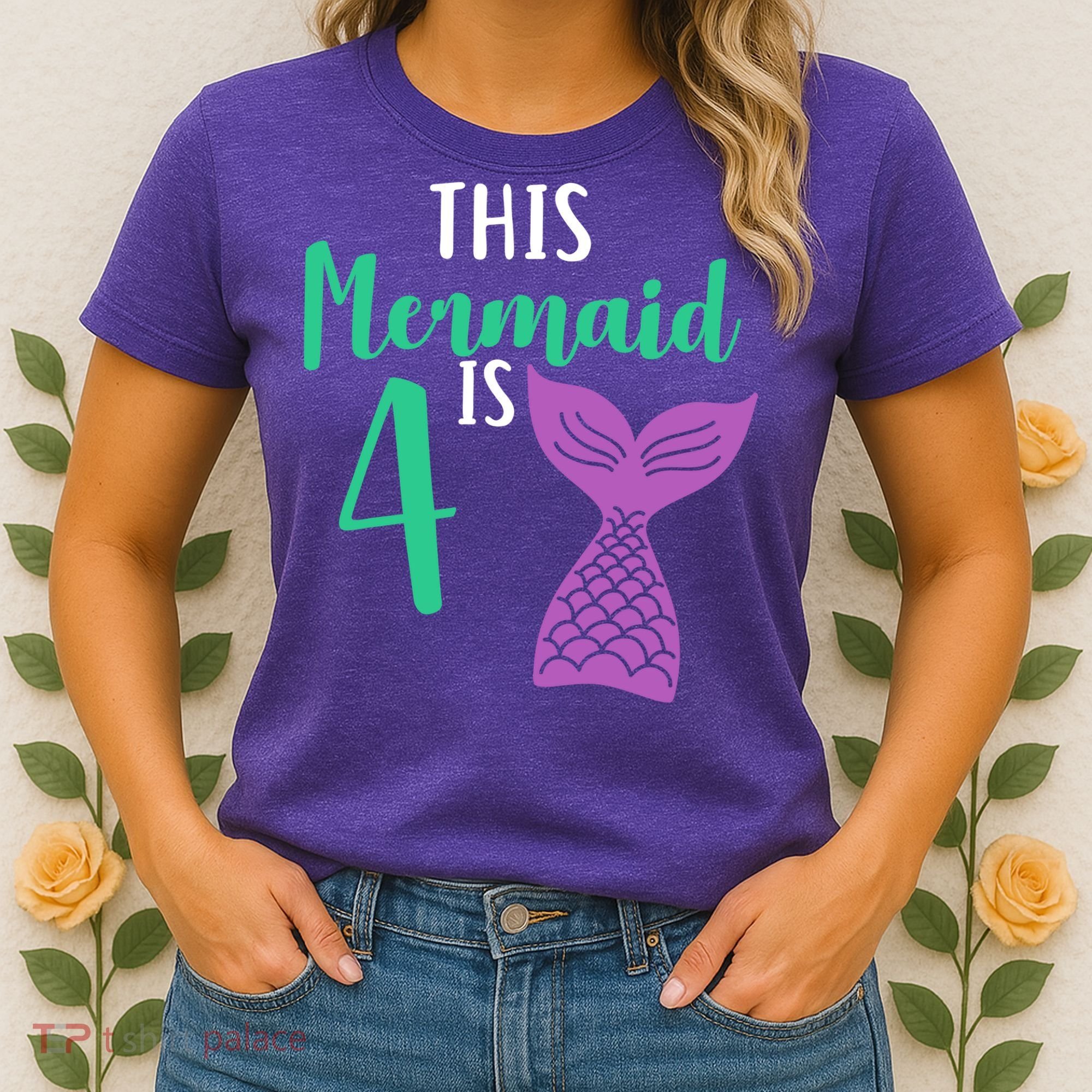 This Mermaid Is 4 Years Old Birthday Women's T-Shirt