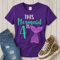 This Mermaid Is 4 Years Old Birthday Women's T-Shirt thumb 3
