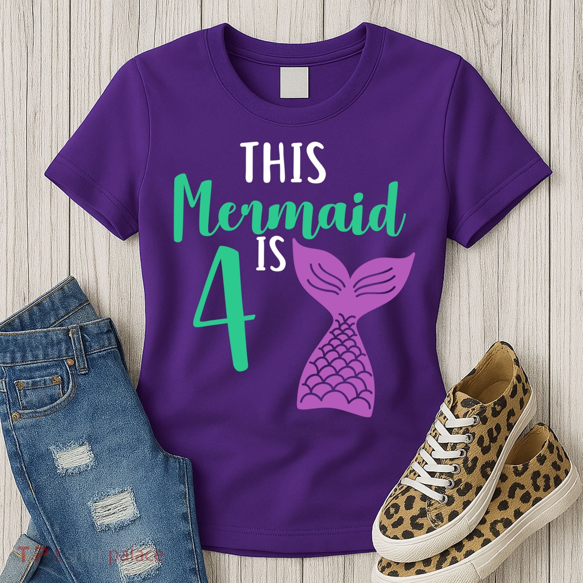 This Mermaid Is 4 Years Old Birthday Women's T-Shirt