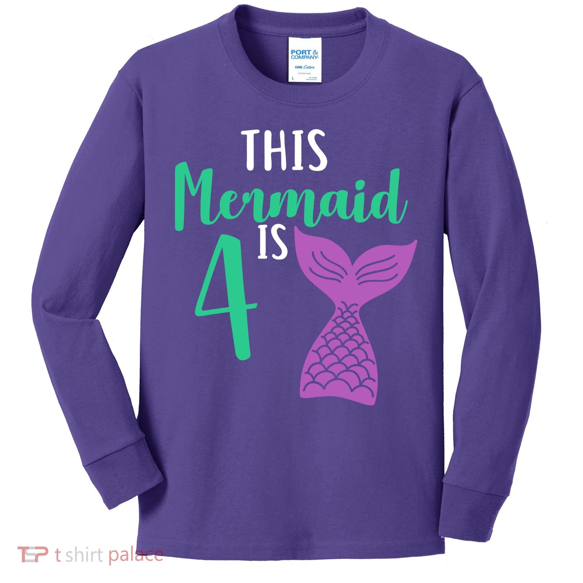 This Mermaid Is 4 Years Old Birthday Kids Long Sleeve Shirt