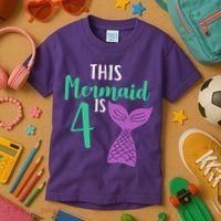 This Mermaid Is 4 Years Old Birthday Kids T-Shirt thumb 3