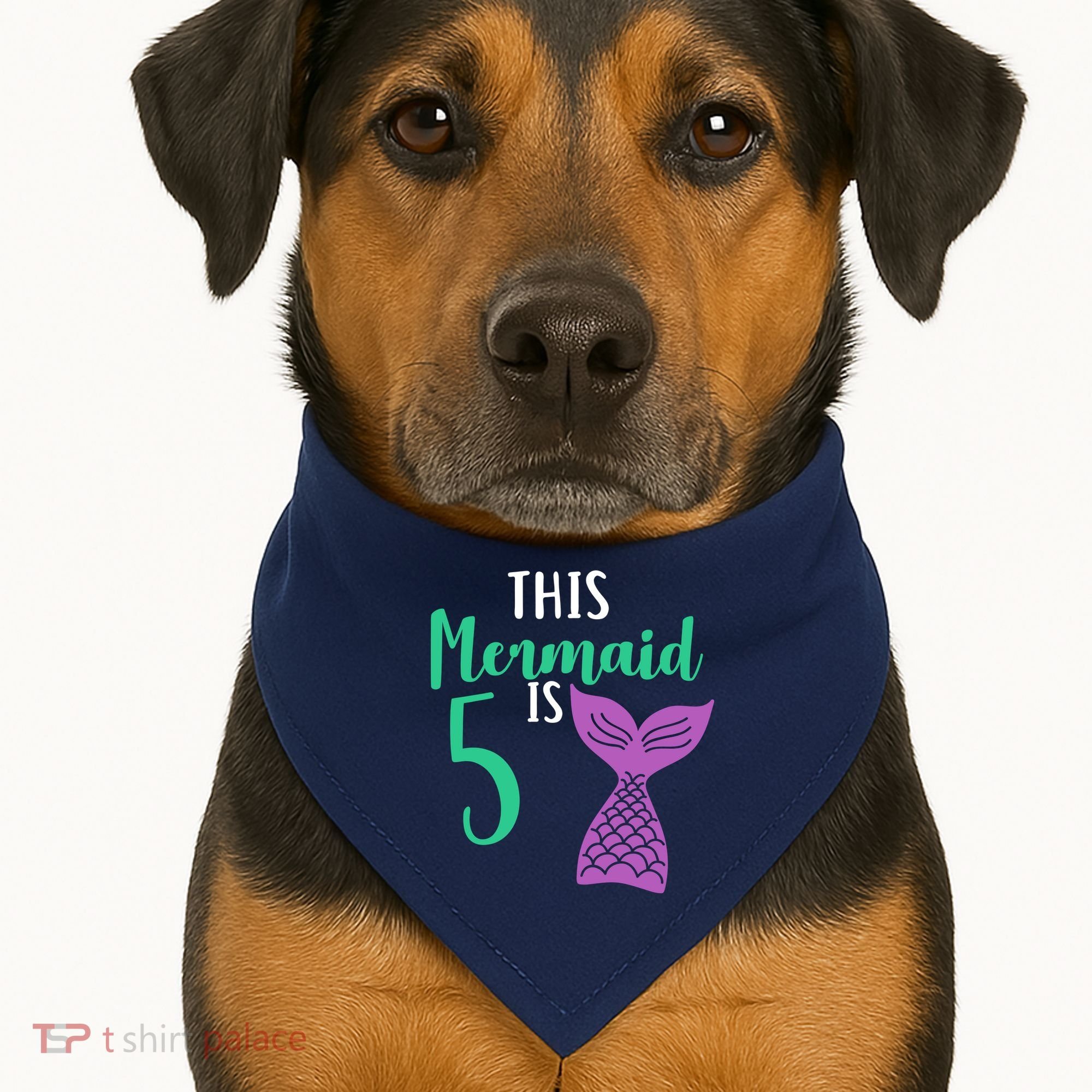 This Mermaid Is 5 Years Old Birthday USA-Made Doggie Bandana