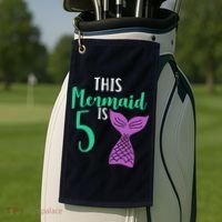 This Mermaid Is 5 Years Old Birthday Golf Towel thumb 2