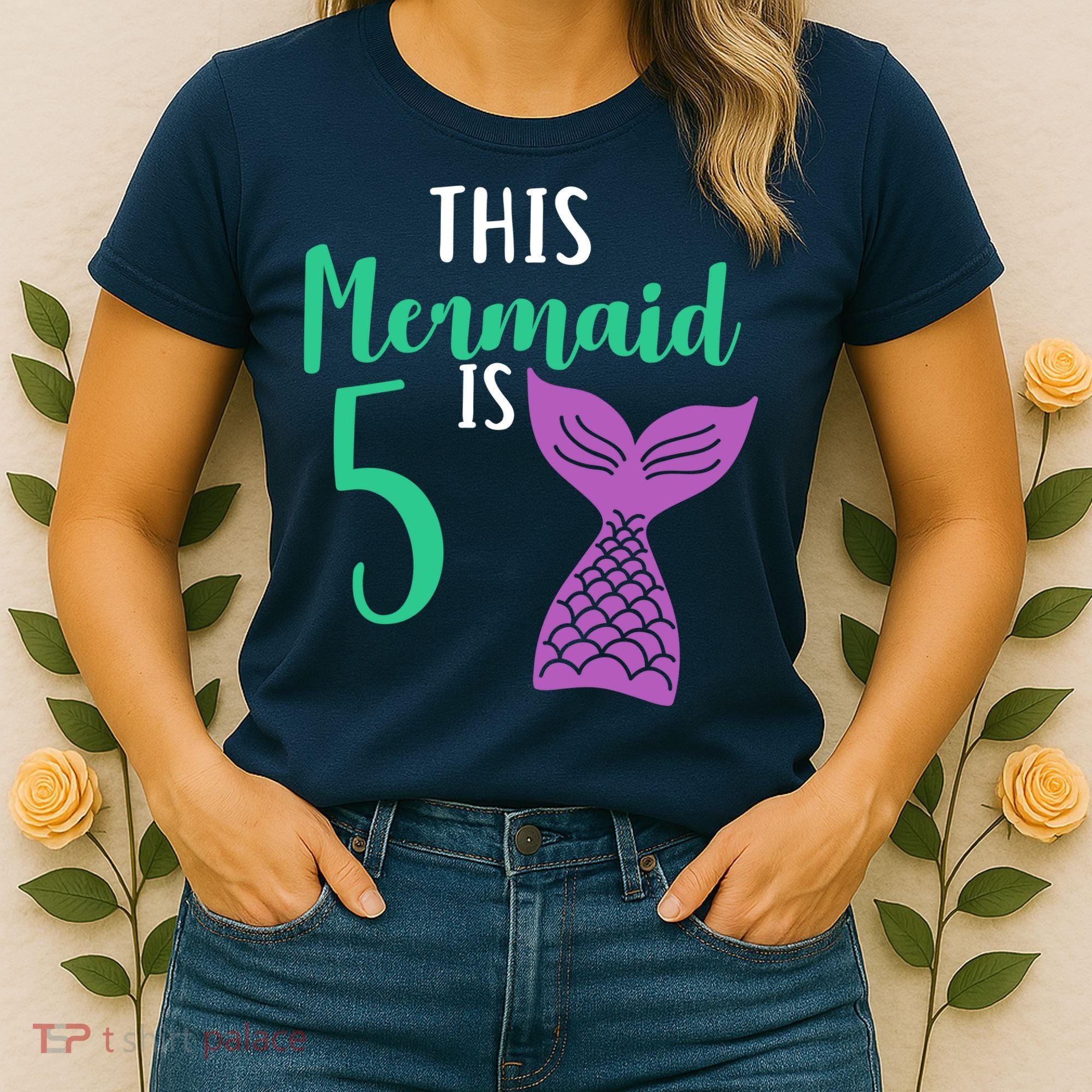 This Mermaid Is 5 Years Old Birthday Women's T-Shirt
