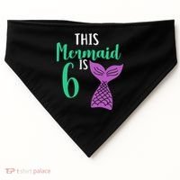This Mermaid Is 6 Years Old Birthday USA-Made Doggie Bandana thumb 0