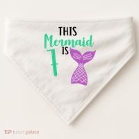 This Mermaid Is 7 Years Old Birthday USA-Made Doggie Bandana thumb 0