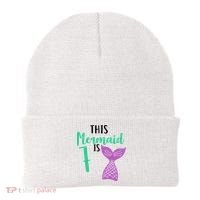 This Mermaid Is 7 Years Old Birthday Beanie thumb 0