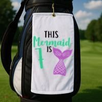 This Mermaid Is 7 Years Old Birthday Golf Towel thumb 2